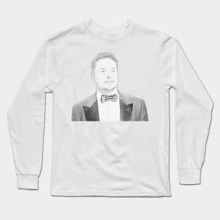 Elon Musk Pencil Sketch Long Sleeve T-Shirt